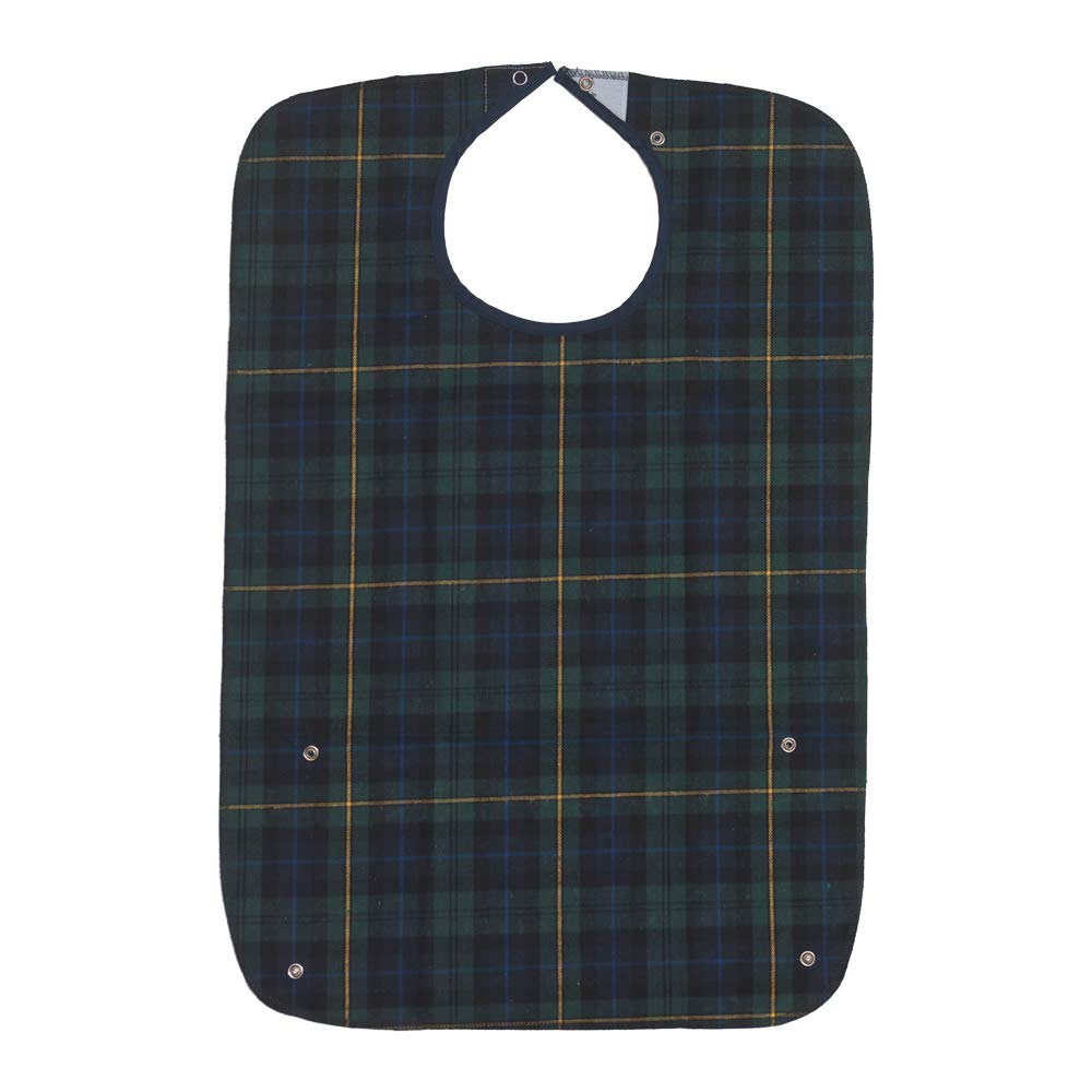 NRS Heavy Duty Adult Bib with crumb catcher, Medium, Tartan