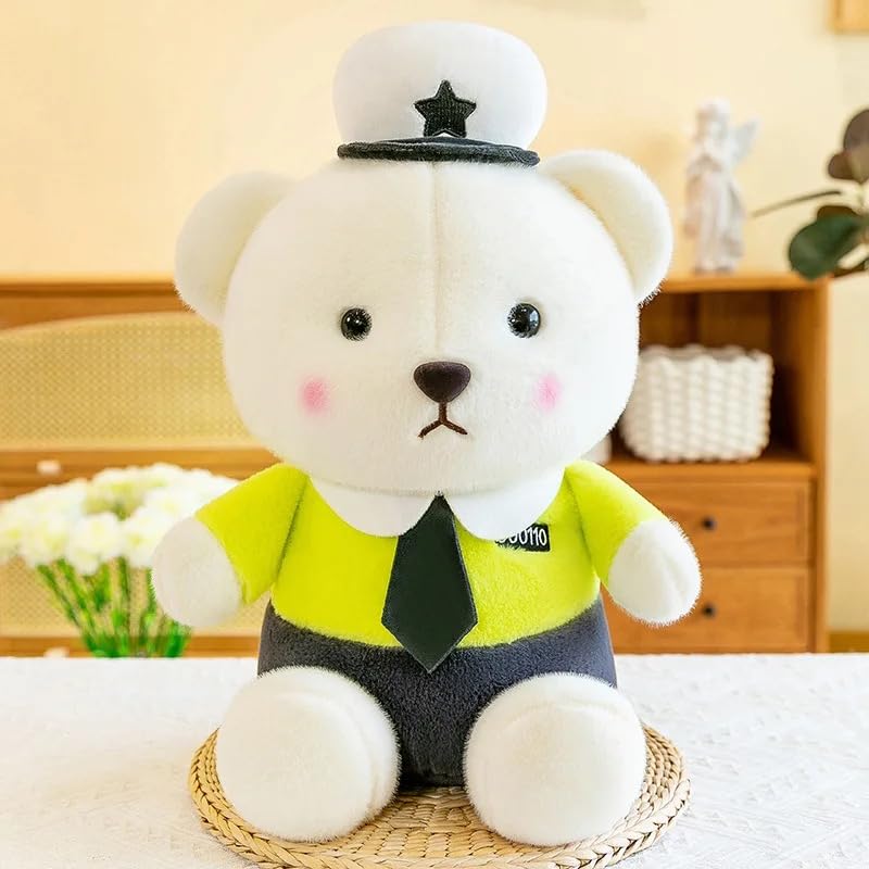 Image of 25cm Plush Petrol Bear Teddy Bear - Soft Stuffed Animal Toy with Multicolor Uniform & Cap - Random Color for Kids & Toddlers