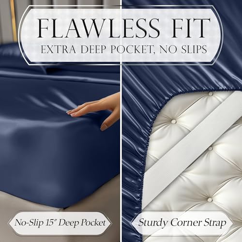 Image of DECOLURE Satin Sheets Queen Size | Softer Than Silk | Luxury 4 Pc Bed Set