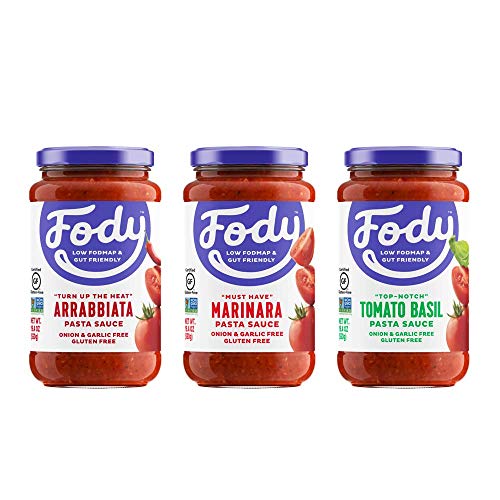 Fody Foods Vegan Pasta Sauce Variety Pack | Low FODMAP Certified | Gut Friendly No Onion No Garlic | IBS Friendly Kitchen Staple | Gluten Free Lactose Free Non GMO | 3 Jars, 16 Ounce