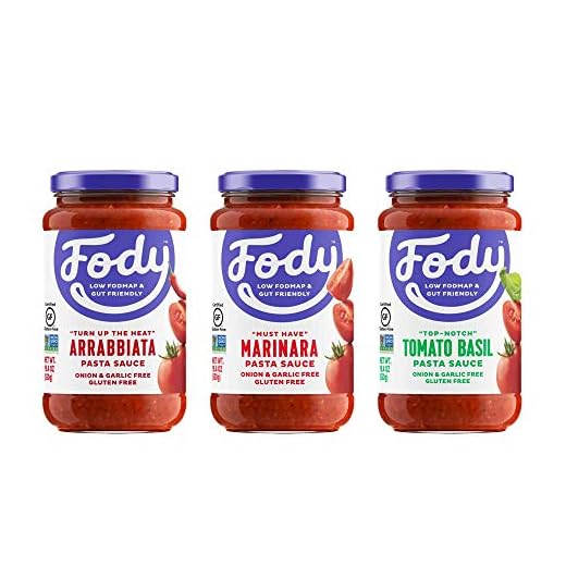 Fody Foods Vegan Pasta Sauce Variety Pack | Low FODMAP Certified | Gut Friendly No Onion No Garlic | IBS Friendly Kitchen Staple | Gluten Free Lactose Free Non GMO | 3 Jars, 16 Ounce