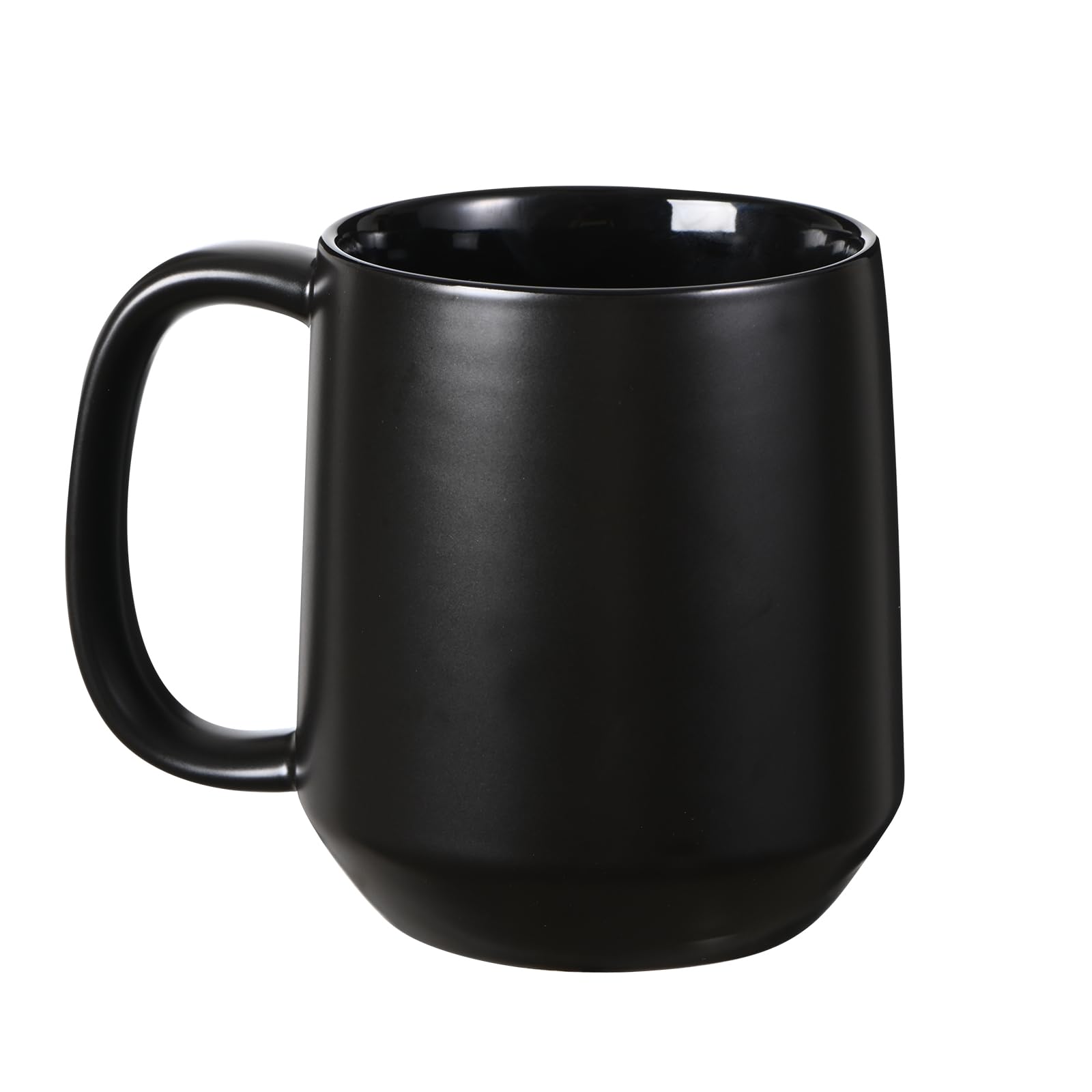 Ceramic Coffee Mug, 16 oz Large Coffee Cup, Tea Mug with Handle | Flat Bottom Mug for Men, Women, Office, Microwave and Dishwasher Safe, Multi-Color, Black
