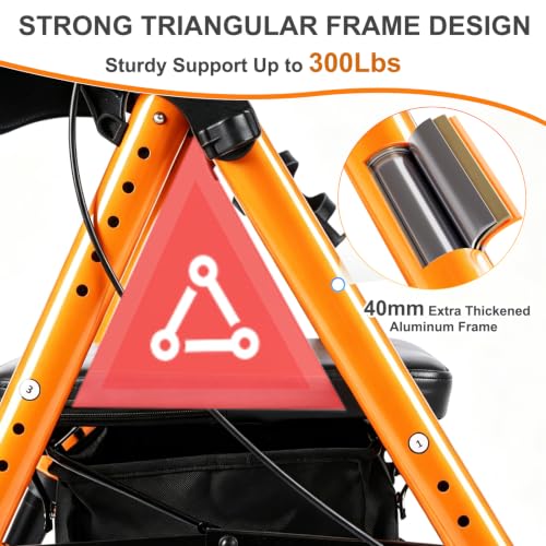 Image of Foldable Rollator Walkers for Seniors with Seat,4 Wheel Rolling Walker