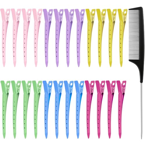 MELLIEX 24 Pezzi Fermagli per Capelli, Clip per Capelli a Becco d'Anatra Pinze per Capelli Colorato Senza Pieghe Mollette per Capelli in Metallo Alligator per Donne Ragazze