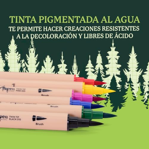 Cuaderno A5 Dingbats con rotuladores Ātopen de doble punta para bullet journal 7