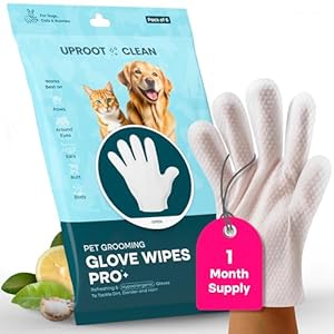 Uproot QuickClean Gloves Pro: 1 Month Supply – Extra-Thick Pet Glove Wipes for Dogs & Cats – Easy Wipe Paws, Eyes, Ears, Butt, & Body – Lick-Safe – Cleaning, Deodorizing & Grooming (6 Pack)