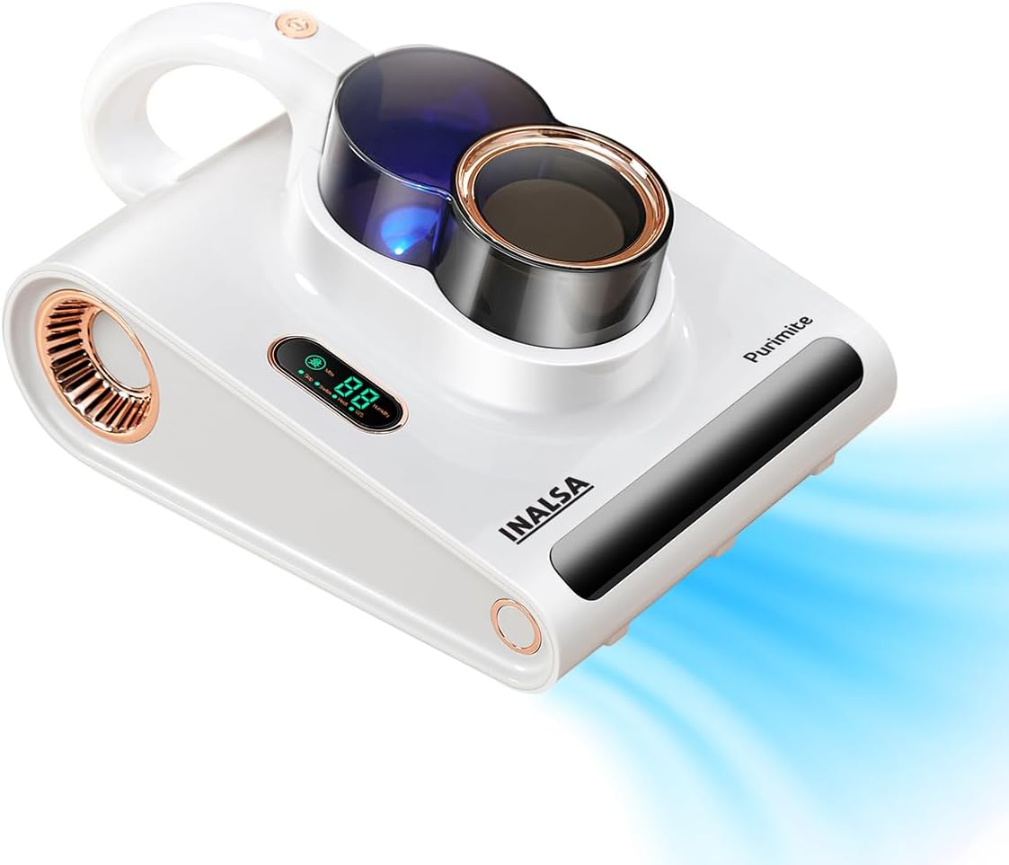 Mattress Vacuum Cleaner with 12 Kpa Suction|Hepa Filter|Dust,Humidity Sensor|UV Sterilization to Eliminate Dust Mites|Cyclonic Technology|Deep Cleaning for Sofa, Mattress, Fabric(Purimite)