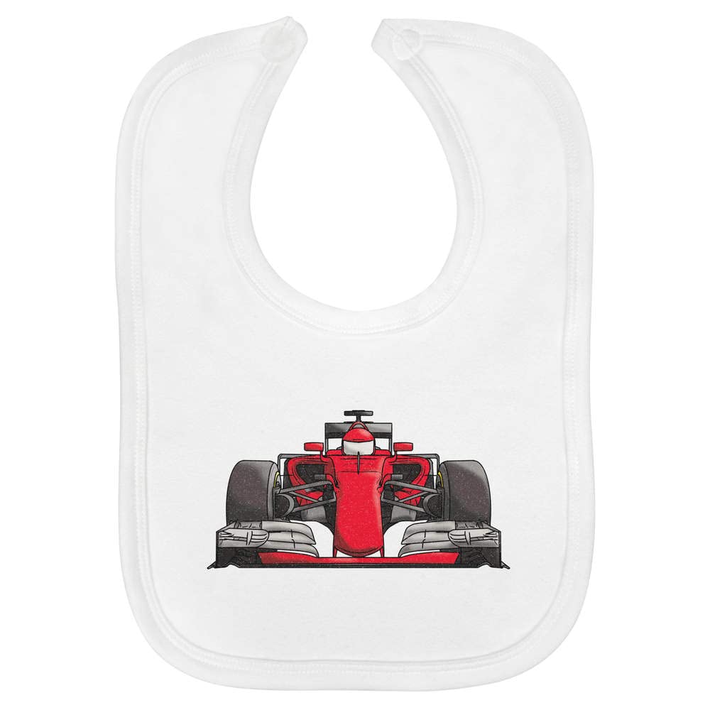 Azeeda 'Red Race Car' Soft Cotton Baby Bib (BI00043172)