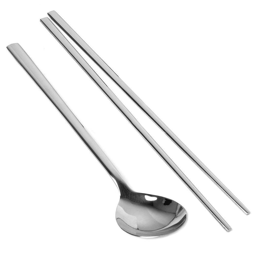 Uteruik Korean Chopsticks & Spoon Stainless Steel Tableware Dinnerware Sets