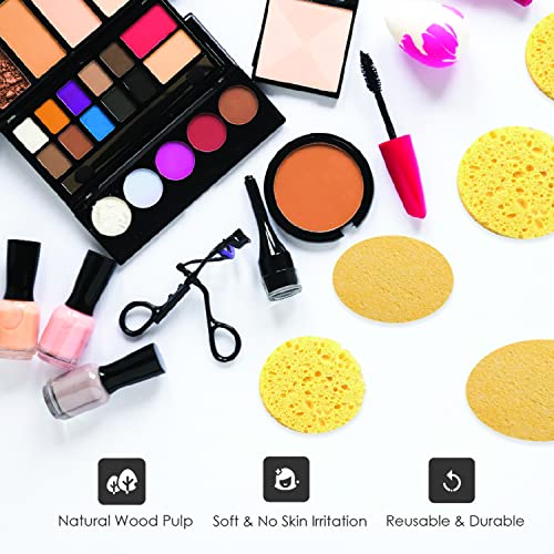 60-Count Compressed Facial Sponges, 100% Natural Cosmetic Spa Sponges for Facial Cleansing, Exfoliating Mask (Yellow Round) - Image 5