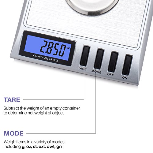 Smart Weigh Gem20-20G X 0.001 Grams, High Precision Digital Milligram Jewelry Scale, Reloading, Jewelry And Gems Scale, Calibration Weights And Tweezers Included #TOP5