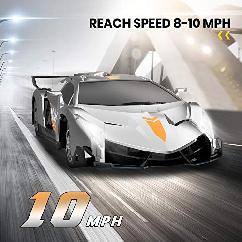 Holyton Remote Control Car 2.4GHz RC Cars for Kids and Toddler, 1/18 Scale Model Electric Vehicle with LED Lightning, 2 Rechargeable Batteries, Fast Car Toys for Boys and Girls, Color Silver - Thumbnail 6