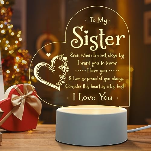 Afterprints Sister Gifts - to My Sister Night Light, Sister Birthday Gifts, Sisters Gifts...
