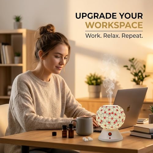 Image of Signamio Hand Made Table Top Camphor Diffuser Burner - Kapoor Dani Electrical Aroma Oil Diffuser Night Lamp - Kapoor Machine for Home & Office DN-4 (Aroma Oils not Included)