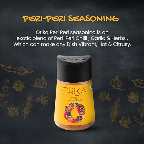 Image of Orika African Peri Peri Masala Powder Sprinkler 75g | Spicy & Flavorful Piri Piri All Pupose Seasoning | Perfect for Grilling, Cooking and Sprinkling | No Artificial Flavours or Colours