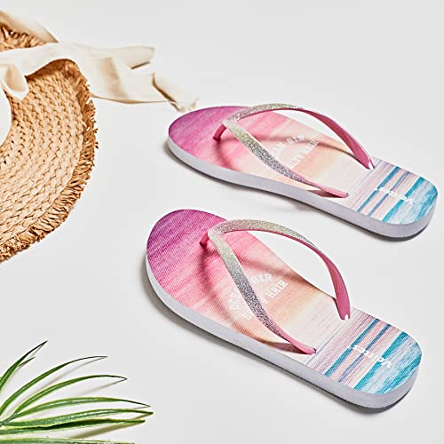 Veittes Kid's Girl Flip Flops, Little/Big Girls Slip On Beach Thong Sandals with Mermaid Pineapple Pattern for Younger Older Children.4