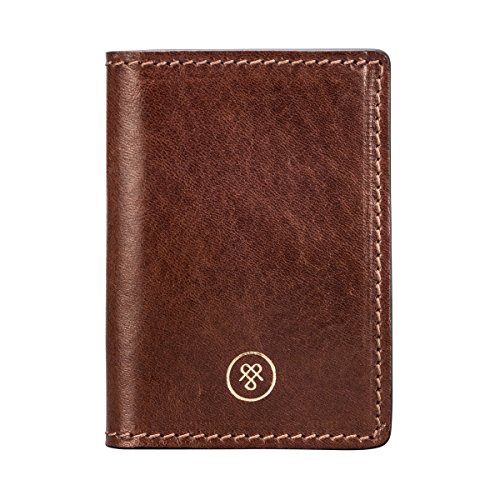 Maxwell Scott Porte-Cartes de Transport de Voyage 2 Volets en Cuir Italien - Vallata Marron Clair Cover