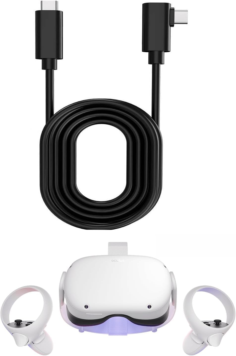 Careflection 16ft Link Cable for Oculus Quest 3/3S,Oculus Quest 2,Quest Pro VR Cable for PC Gaming and Charging | High Speed Data Transfer & Fast Charger Cord 90 Degree Angled Type C to C Power Cable