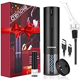 Crenova 4-in-1 Elektronischer Weinöffner, wieder aufladbarer automatischer Korkenzieher Weinflaschenöffner mit Weinpumpe, Weinbelüfter, Weinfolienschneider & USB-Ladekabel, in elegantem Schwarz