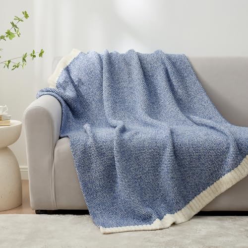 Image of Snuggle Sac Royal Blue Throw Blankets for Couch, Super Soft Warm Blankets Cozy Knit Fuzzy Plush Lightweight Throws for Sofa, Bed,Living Room, Royal Blue, 50x60 inches