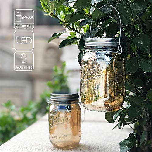 MJ PREMIER Mason Jar Lights Hanging,2-Pack Outdoor Garden Lanterns,Battery Operated Cordless Lamps,LED Bulb and Auto Timer,Patio,Indoor Lights for Camping Picnic Party Fireplace Hallway (Amber) - Cosy Home Interiors MJ PREMIER Mason Jar Lights Hanging,2-Pack Outdoor Garden Lanterns,Battery Operated Cordless Lamps,LED Bulb and Auto Timer,Patio,Indoor Lights for Camping Picnic Party Fireplace Hallway (Amber) - Image 6