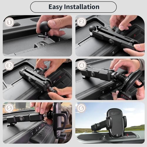 Image of Linskip Dashboard Universal Phone Mount & Smart Phone Holder for 2021-2026 Ford Bronco Raptor & Bronco Accessories 2 /4 Door, Rotates Vertical and Horizontal, One-Hand Operation, Interior Accessories