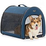 PETSFIT Collapsible Dog Crate, Dog Travel Crate - 26.5 Inch Lightweight, Roomy, Easy to Set Up, Portable Pop Up Dog Carrier with Thick Mat, Sturdy Soft Sided Dog Crate, Navy Blue