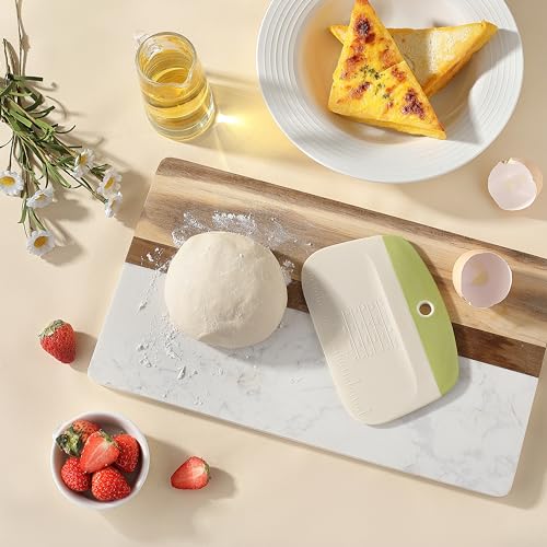 2PCS Bowl Scraper, Little Cook Bench Dough Bread Scraper, Premium Plastic Dough Cutter, Multipurpose Kitchen Food Scraper for Bread, Dough, Pastry, Cake, Baking and Cooking (2Pack, Yellow+Green)