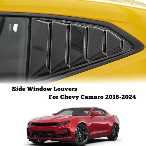 Image of Rear Side Window Louvers for Chevy Camaro 2016 2017 2018 2019 2020 2021 2022 2023 2024 Triangular Window Glass Blinds Air Vent Scoop Shades Cover Blinds Trim Sport Accessories ABS Carbon Fiber 2PCS