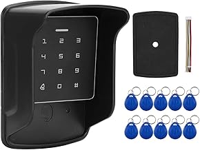Controle de acesso com 10 chaveiros de identificação, máquina de controle de acesso, teclado RFID, trava de porta com capa à prova d'água