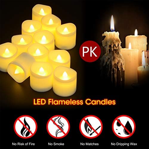 Flickering Tea Lights with 6 Hours Timer, Ymenow 12pcs CR2450 Battery Operated LED Flameless Tealight Bulk Bright Electric Candles for Home Christmas Wedding Birthday New Year Party Decor - Warm White