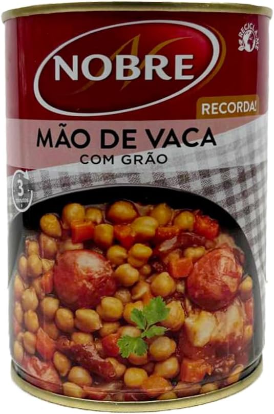 Nobre Mao De Vaca Com Grao 420G Cow’s Hooves With Chickpeas Canned Food Portuguese Meal Product Of Portugal Pack of 1