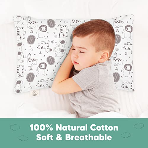 Image of KeaBabies Toddler Pillowcase 13x18 Organic Cotton Cover (KeaSafari) | Standard Toddler Pillowcase for Kids, Boys Girls, Soft, Durable Cotton Cover for Miniature Sleepy Pillow Cute Color No Pillow