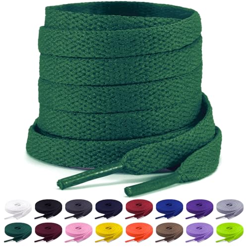 Shecret 2 Paar Flache Schnürsenkel, 8mm Breite Schnürsenkel, Flache Schnürsenkel Ersatz Reißfeste Schuhbänder für Turnschuhe, Laufen, Erwachsene, Kinder, Polyester