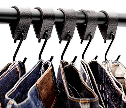 Brute Strength, Leather S Hooks for Hanging, Black, 12 Pieces, Incl. Silver & Black Hooks for Hanging Coats Cups, Towels - Image 2