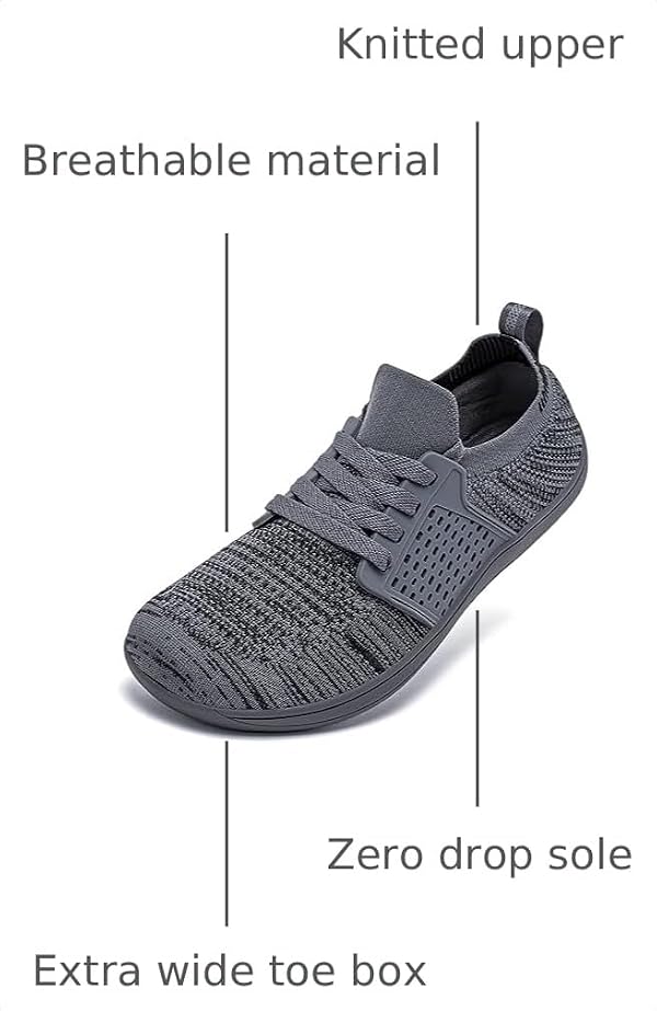 HOBIBEAR Wide Minimalist Barefoot Shoes Mens Womens Walking Sneakers Shoes | Zero Drop Sole | Optimal Relaxation (Dark Grey,Women 9.5 Wide/Men 7.5 Wide) by HOBIBEAR - Used condition - Image 3