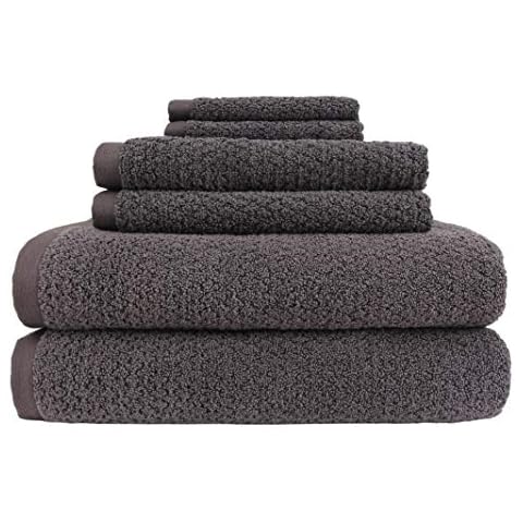Everplush Diamond Jacquard 6 Piece Bath Towel Set, Charcoal Cover