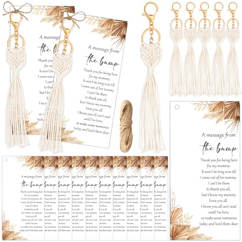 Landical 24 Sets Baby Shower Favors for Guests Boho Macrame Keychains with Thank You Cards Baby Shower Gifts Boho Party Favors