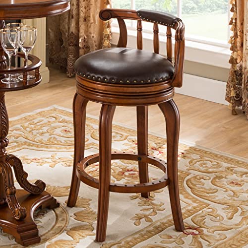 Tabouret de bar en cuir et bois massif rotatif de 61cm