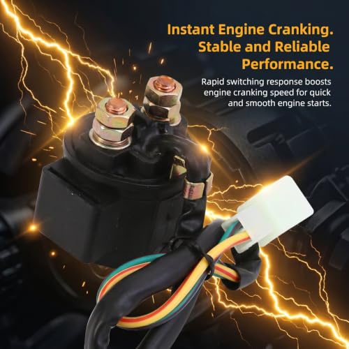 Relé Solenoide de Arranque para Motocicleta, Resistente a Sismos, Antidesprendimiento, Relé Motor 12V, Resistente al Agua y al Calor, Universal para Motocicletas, Karts y Scooters (Negro) miniatura 4