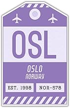 OSL Oslo Norway Luggage Tag Sticker/Airport Code Baggage Decal/Collectible Travel Decor/Vintage Inspired Design (Purple)