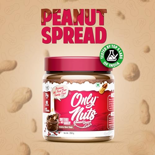 Image of Doctors Choice Only Nuts High Protein Peanut Butter | Creamy Choco Fudge Flavour | 23g Protein Spread | No Fillers | No Palm Oil | Healthy Nut Butter | 350g