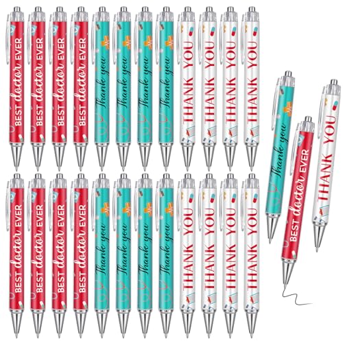 Engrowtic 50 Pcs Doctor Day Gifts Ballpoint Pen Thank You Appreciation Pens Gifts Bulk with Retractable Black Gel Ink Ballpoint for Doctor Day Medical Staff Women Coworkers Pharmacy Gift