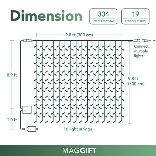 Maggift 304 Led Curtain String Lights, 9.8 X 9.8 Ft, Christmas Window Fairy Rgb Color Changing Light 8 Modes & Remote, Backdrop For Indoor Outdoor Bedroom Wedding Decoration, Warm White & Multicolor #TOP4