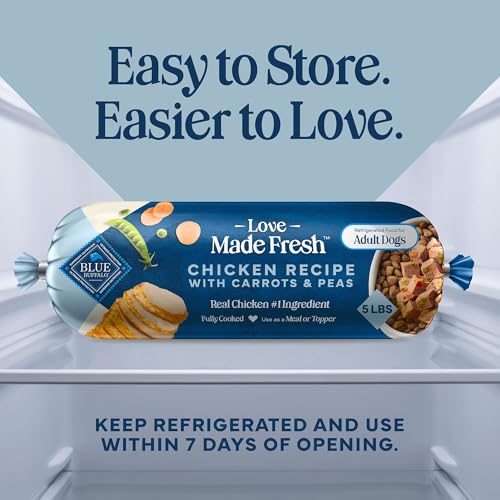 Image of Blue Buffalo Love Made Fresh Natural Adult Dog Food, Refrigerated, Chicken with Carrots and Peas, Fresh Dog Food, Ready-to-Serve, 5-lb Roll