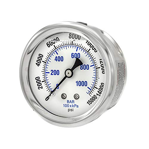 Manomètre 0/15000 psi PIC PRO-202L-254V en acier inoxydable et laiton