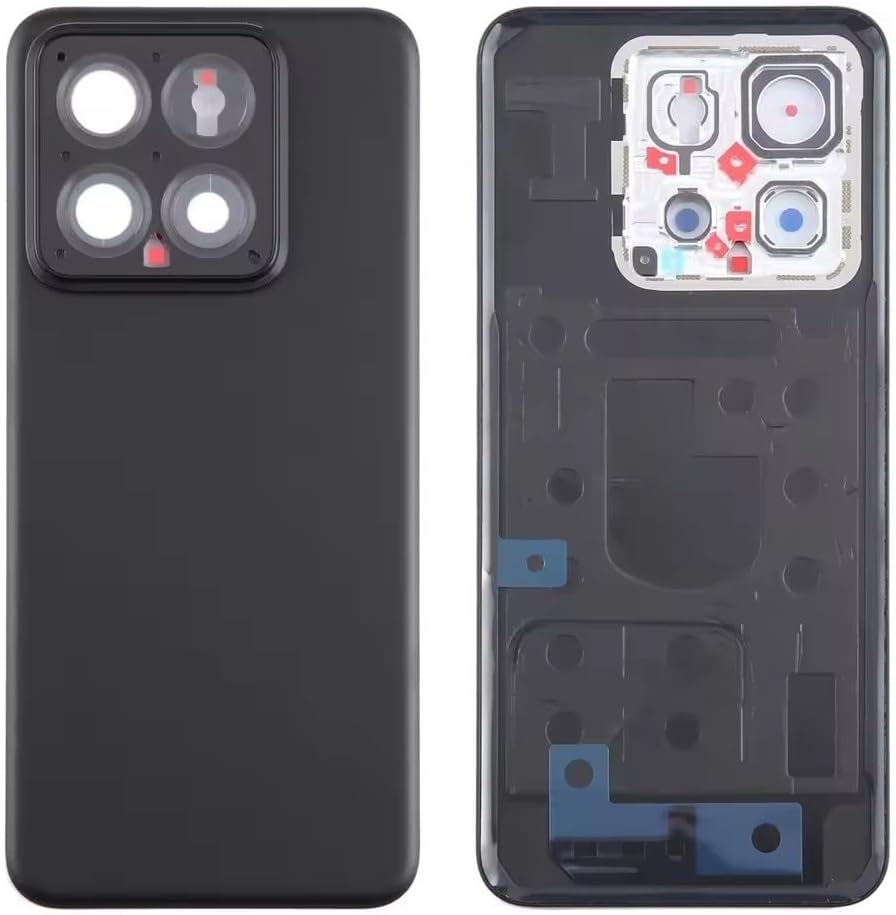 for Xiaomi 14 Back Glass Battery Door Cover Replacement, Rear Housing Case, for Xiaomi 14 Phone Rear Glass Panel Back Cover Repair Parts (Black)