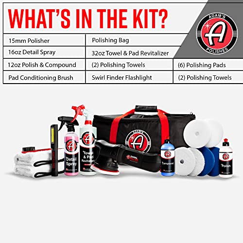 Image of Adam's Polishes Swirl Killer 15mm Polisher Kit 16 Item Buffer Polisher Dual Action Machine Use W /Car Polish, Polishing Compound, or Car Scratch Remover | Detailing Car Wash Clay Bar Ceramic Coating