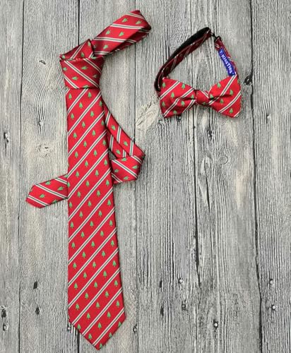 KissTies Mens Christmas Tie Xmas Tree Necktie Red Holiday Season Ties