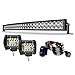 40-42In Curved Led Light Bar On Grille Front Bumper Roof Rack + 4In Pods Cube Fog Lights For Truck Dodge Ram Polaris Jeep Cherokee Toyota Tacoma Can Am SXS Marine Yamaha YXZ Wildcat Limited 4x4